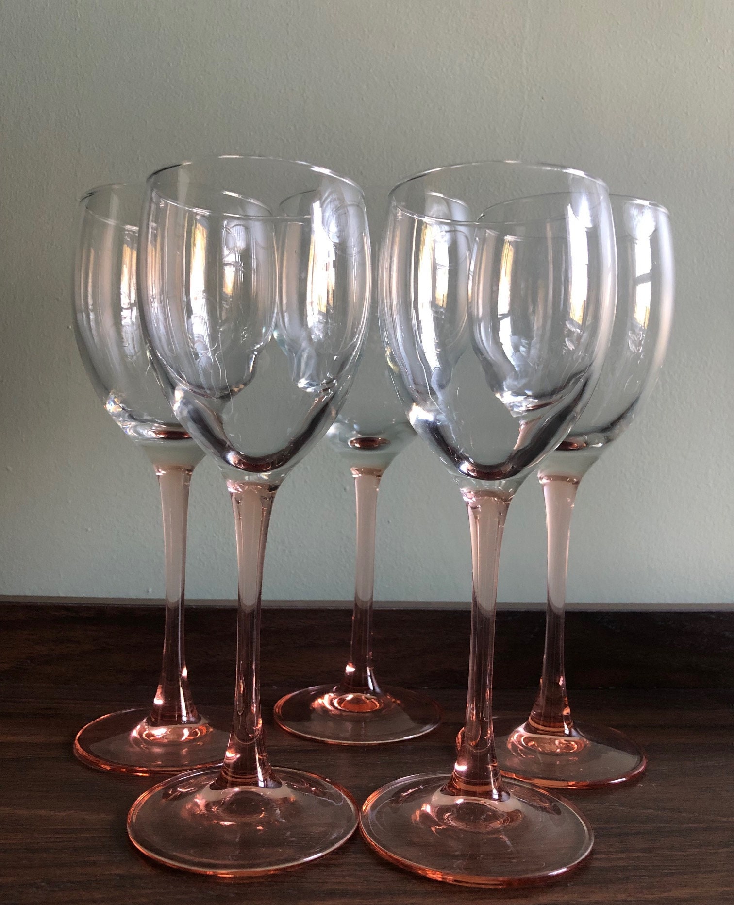 Luminarc Blush Pink Stem Wine Glasses Made in France Etsy UK