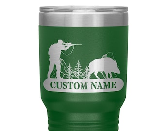 Personalized hunting tumbler wild boar, hunting gift for men, Custom Name tumbler for hunting, hunting dad gift, 30oz Insulated Tumbler