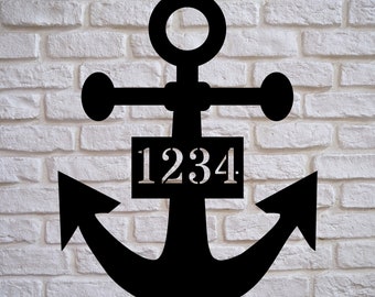 Metal house numbers anchor, housewarming gift, house number metal sign, anchor metal sign
