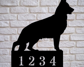 Metal house numbers, German shepherd house number, housewarming gift, German shepherd gifts, house number sign