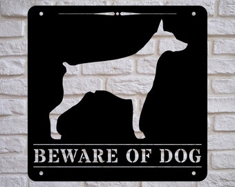 Beware of dog sign doberman, metal sign, dog warning sign, gift for doberman owner,