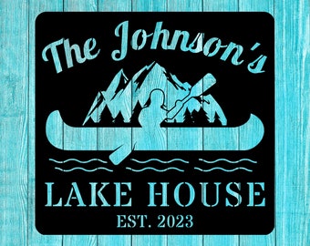 Personalized Lake House Metal Sign, Cabin Decor