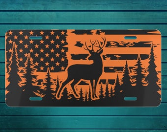 Deer licence plate, gift for hunter, deer hunting gifts for men, American Flag License Plate, hunting license plate, Vanity Plate