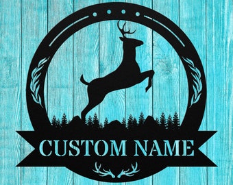 Personalized Deer Metal Sign, Hunting Monogram Decor