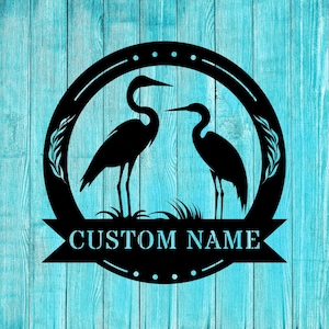 Blue heron metal wall art, Metal Wall Art, heron lover gift, Custom Metal Sign