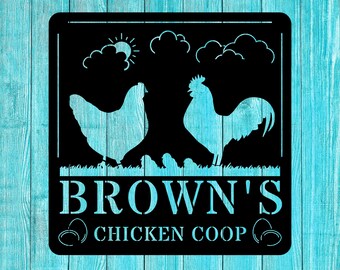 Personalized Chicken Coop Metal Sign, Farmhouse Decor