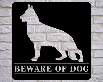 German Shepherd Metal Wall Art, Beware of Dog Sign
