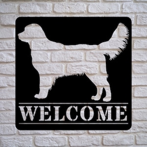 Golden retriever welcome metal sign, gift for golden retriever owner