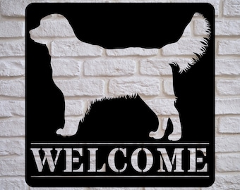 Golden Retriever Welcome Sign, Metal Dog Wall Decor