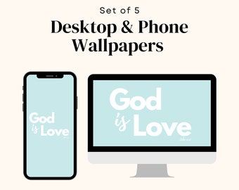 Christian Desktop & Phone Wallpaper Pack, Ice Blue Laptop Background, Cross Mac Wallpaper, Digital Wallpaper Organizer