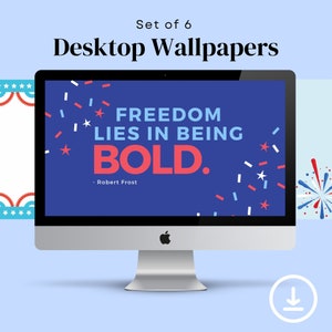 Patriotic Quotes Desktop Wallpaper, Americana Laptop Background, Fourth of July Mac Wallpaper, American Flag Digital Wallpaper