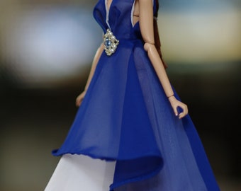 Beaded Royal Blue Chiffon Dress for Integrity Toys Silkstone Beaded Royal Blue Chiffon Dress for Integrity Toys Silkstone