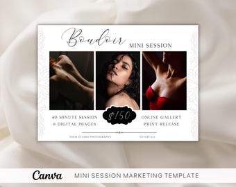 Szablon mini sesji buduarowej: tablica marketingowa fotografii (Canva)