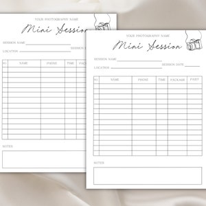 Photography Mini Session Sign-up Form: Canva Template - Etsy