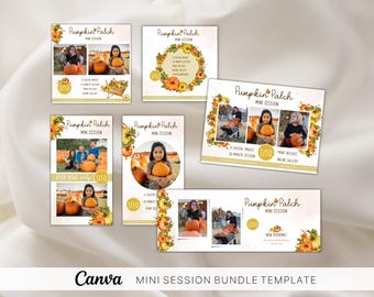 Pumpkin Patch Mini Session Template: Canva Autumn Marketing Bundle