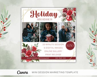 Christmas Mini Session Marketing Template: Canva Flyer (5x5")