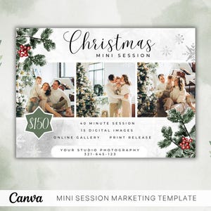 Christmas Mini Session Template: Holiday Photography Marketing, Canva Xmas Flyer