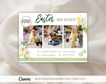 Easter Mini Session Canva Template For Photographers, Easter Photography Flyer, Mini Session Ad, Photo Marketing Template, Studio Marketing