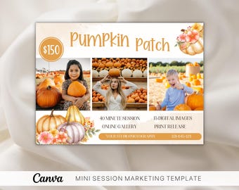Pumpkin Patch Mini Session Template: Autumn Photography Marketing Board (Canva)