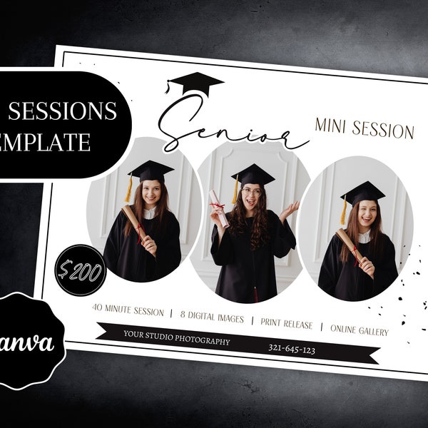 Senior Mini Session Template For Photographers, Canva Marketing Template, Senior Graduation Minis, Mini Session Ad, Photography Flyer