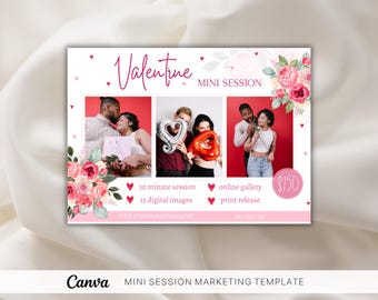 Szablon mini sesji walentynkowej: tablica marketingowa fotografa (Canva)