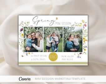 Spring Mini Session Canva Template For Photographers, Marketing Board Spring Template, Mini session Ad, Family Photo shoot, Studio Marketing