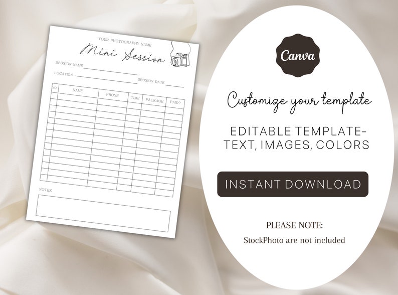 Photography Mini Session Sign-up Form: Canva Template - Etsy