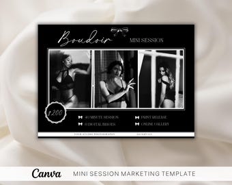 Szablon mini sesji buduarowej: Ulotka marketingowa dla fotografii (Canva)