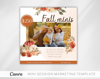 Fall Mini Session Template: Canva Photo Marketing Board (Digital Download)