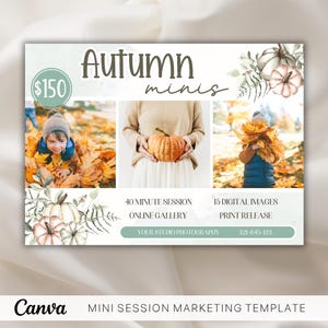 Autumn Mini Session Template: Canva Photography Flyer (5x5)