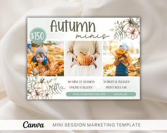 Autumn Mini Session Template: Canva Photography Flyer (5x5)
