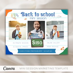 Back to School Mini Session Template For Photographers| Canva Photo Template | Photo Marketing Template| Best Photography Marketing Template