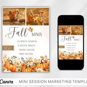 Mall för höstens mini-session: Canva-marknadsföringstavla för fotografering (5x7) (digital nedladdning)