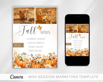 Fall Mini Session Template: Canva Photography Marketing Board (5x7) (Digital Download)