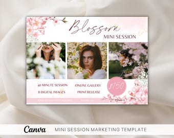 Szablon mini sesji Blossom: Ulotka Canva Photography (7x5)