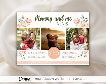 Mommy and Me Mini Session Template, Canva Photography Board, Studio Marketing Flyer, Social Madia