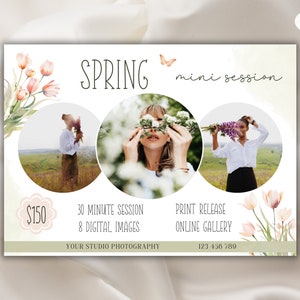 Spring Mini Session Template for Photographers, Canva Photography Flyer ...