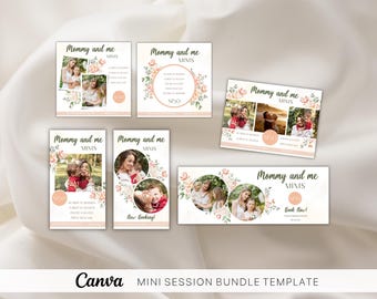 Szablon Canva do mini sesji dla mamy i mnie, pakiet marketingowy fotografii, reklamy w studiu fotograficznym