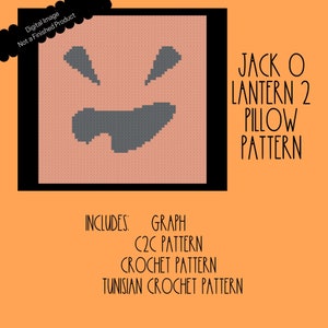 Jack O Lantern 2 Pillow Pattern for Corner to Corner (C2C) Crochet, Tunisian Crochet & Standard Crochet