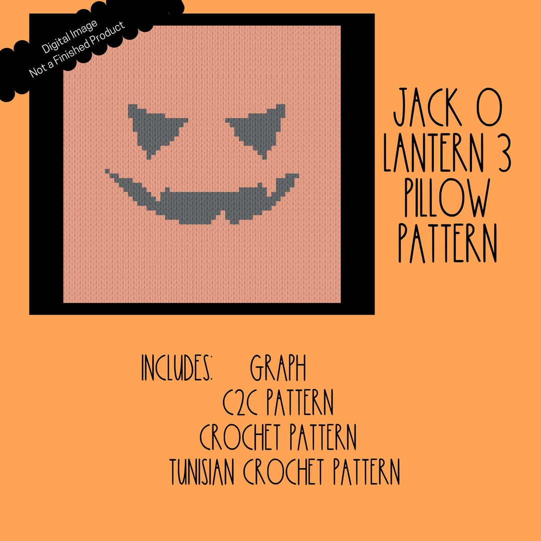 Jack O Lantern 3 Pillow Pattern for Corner to Corner (C2C) Crochet ...
