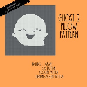 Ghost 2 Graphgan Pillow Pattern for Corner to Corner (C2C) Crochet, Tunisian Crochet & Standard Crochet