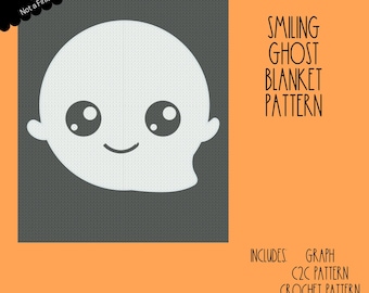 Smiling Ghost Graphgan Pattern for Corner to Corner (C2C) Crochet, Tunisian Crochet & Standard Crochet