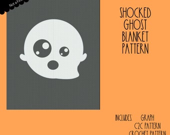 Shocked Ghost Graphgan Pattern for Corner to Corner (C2C) Crochet, Tunisian Crochet & Standard Crochet