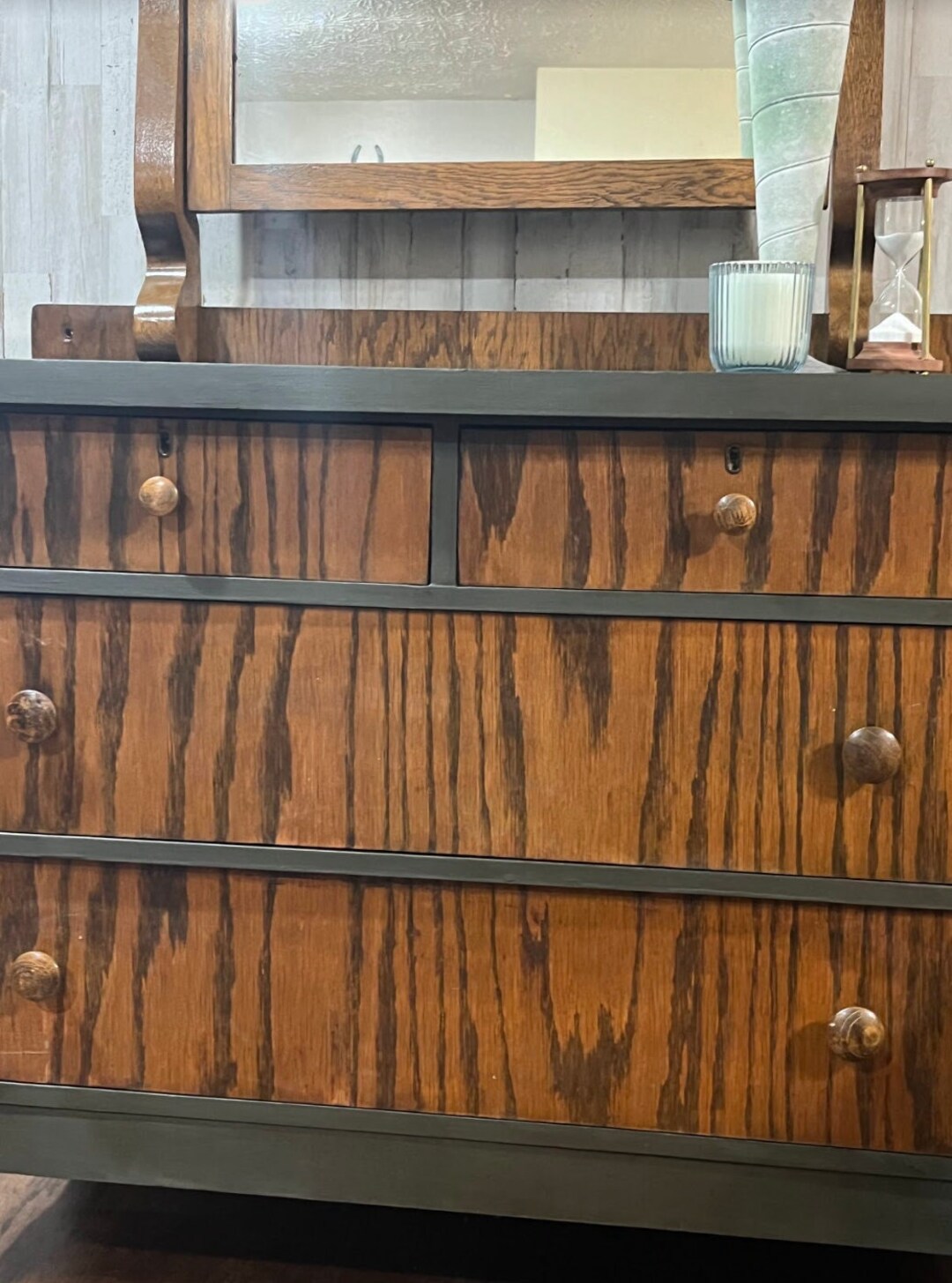 Wooden Empire Dresser With Mirror and Drawers Etsy