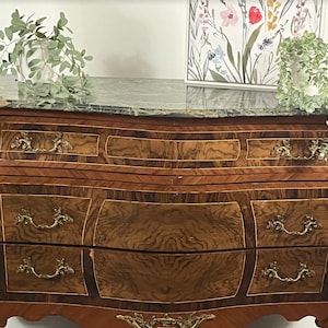Louis XV Style Bombay/French Bombe Style Chest/Bombay Style Chest/3 Drawer French Commode/Marble Top Chest