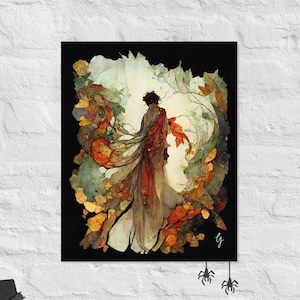 Jugendstil Druck, Cottagecore Druck, Herbst Druck, Herbst Druck, Art Deco Druck, Matte Giclée Poster Druck, Spirit of Autumn