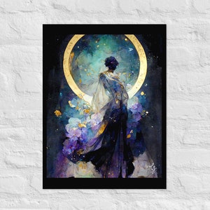 Face full of Stars, Art Nouveau Print, Art Deco print, Galaxy Print #2, Cosmic Print, Celestial Print, Matte Giclée Poster Print, Boho Art