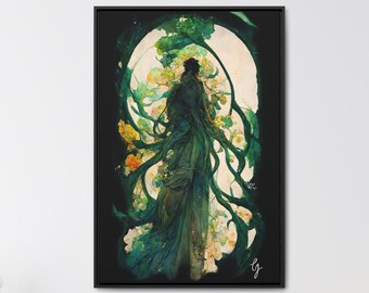 Impresión de lienzo enmarcado Art Nouveau, Impresión de lienzo enmarcado Cottagecore, Impresión enmarcada Art Deco, Impresión de lienzo enmarcado Árbol de la vida #1 Boho Canvas