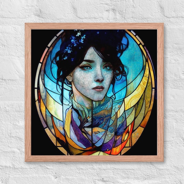 Lady of Stained Glass #3, Impression d'affiche d'art encadrée, Impression encadrée Art Nouveau, Impression encadrée Art Déco, Impression encadrée victorienne, Art d'artisan