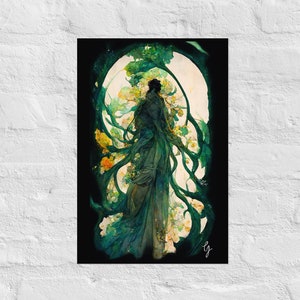 Jugendstil Druck, Art Deco Druck, Baum des Lebens #1, Cottagecore Druck, Walddruck, Waldszene Druck, Matte Giclée Poster Druck